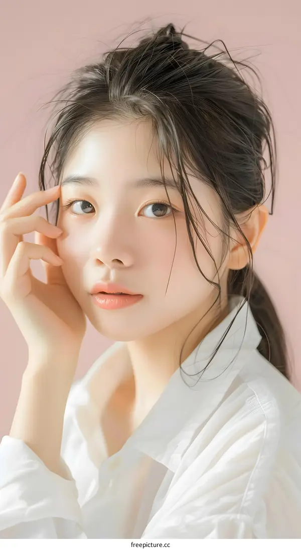 Portrait of an Asian Woman with Wet Hair