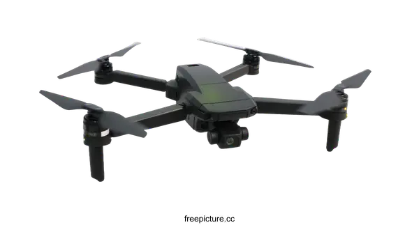 [Transparent Background PNG]Modern Drone in Flight Against White Background
