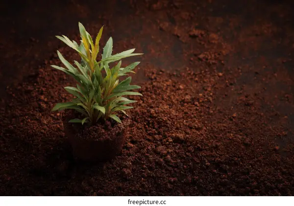 Small Plant Growing in Rich Soil