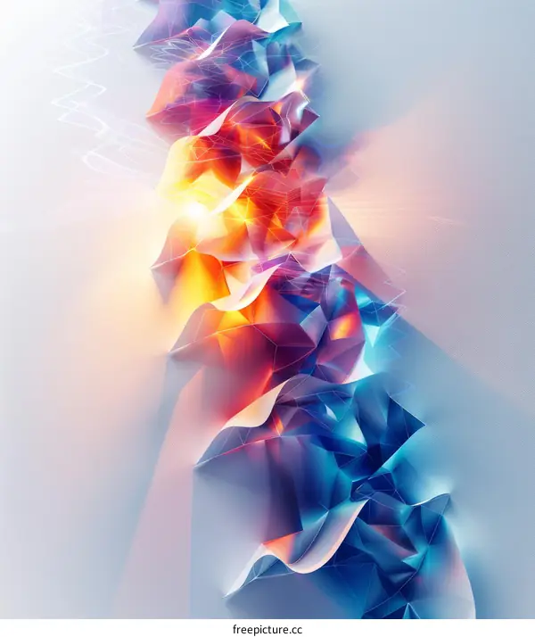 Colorful 3D geometric shapes with a glowing center