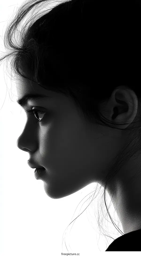 Profile Silhouette of a Young Woman