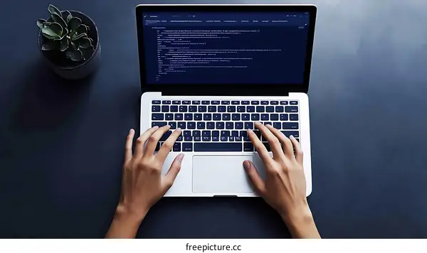 Person Typing on a Laptop Showing Code