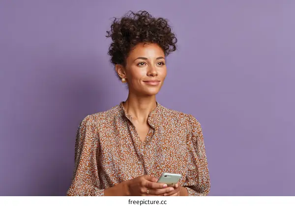 Portrait of a Woman Holding a Smartphone