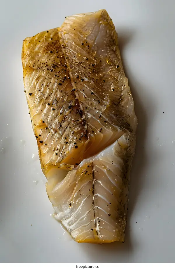 Cooked Fish Fillet on White Plate