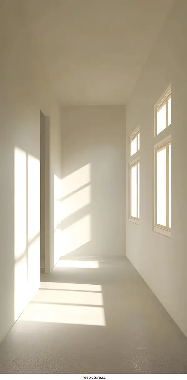 Empty Room with Sunlight Shining Through Windows