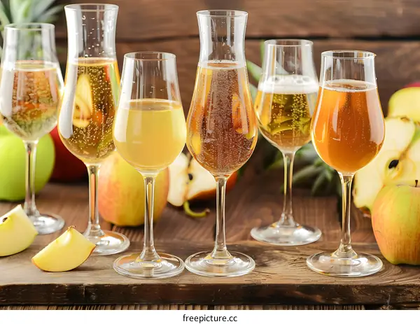 Apple Cider Sparkling Wine Glasses With Fruit