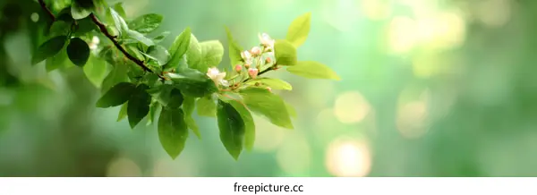 Spring Blossoms on a Branch in Soft Focus