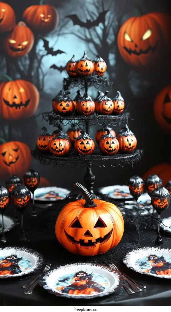 Halloween Pumpkin Party Table Setting Decor