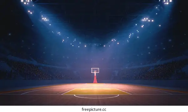 Basketball Court Arena with Spectators