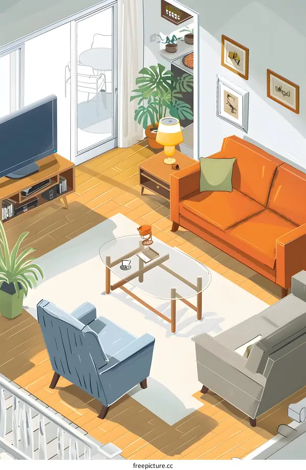 Modern Living Room Interior Design Illustration