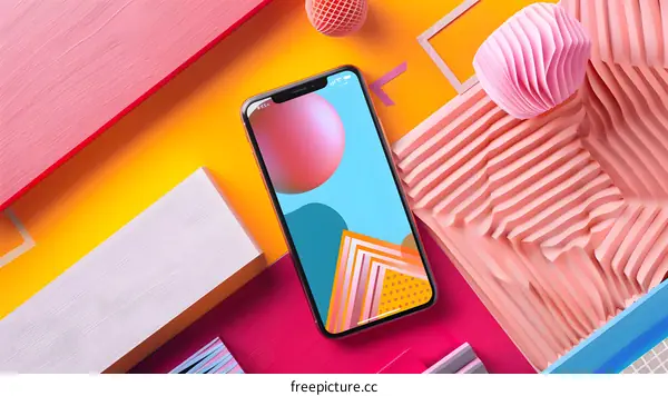 Abstract Phone Background With Colorful Shapes