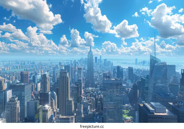 Clouds over the New York City skyscrapers