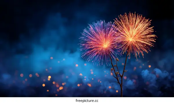 Beautiful Fireworks Display at Night