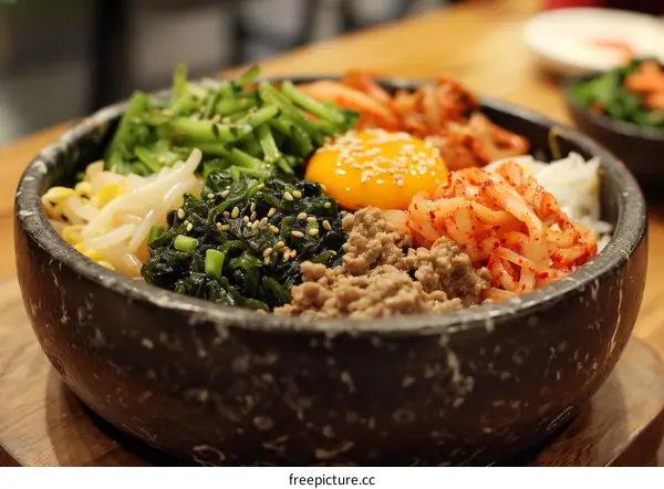 Korean Bibimbap with Egg and Vegetables