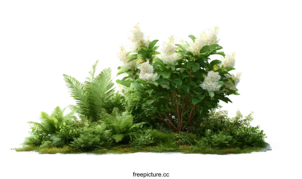[Transparent Background PNG]3D Illustration of Lush Garden Plants