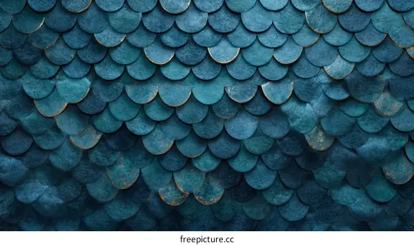 Abstract Pattern of Dark Teal Fish Scales