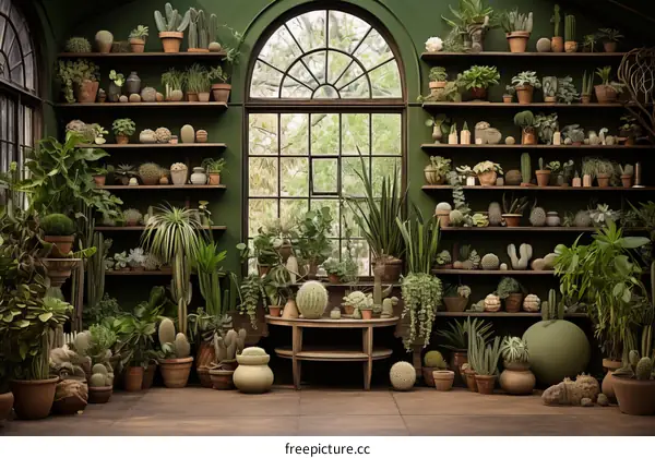Indoor Greenhouse Oasis: A Vibrant Collection of Plants