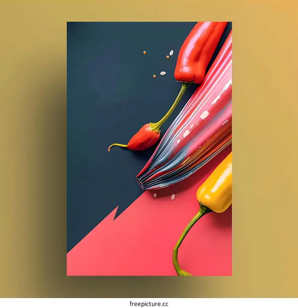 Abstract Minimalist Chili Peppers Poster