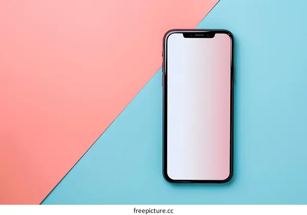Smartphone with Blank Screen on a Colorful Background