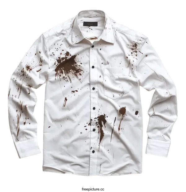 [Transparent Background PNG]Dirty White Shirt with Mud Stains