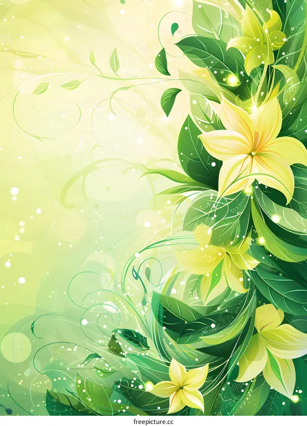 Yellow flowers with green leaves