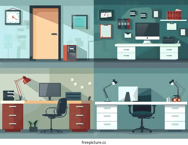 Modern Office Interior Design With Desk And Chair