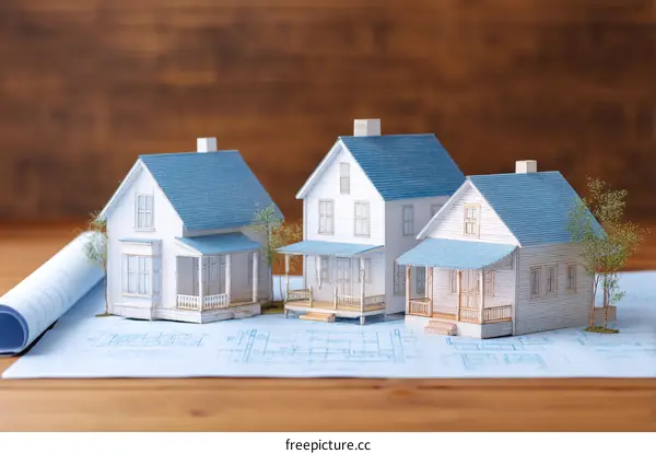 Model Houses on Architectural Plans