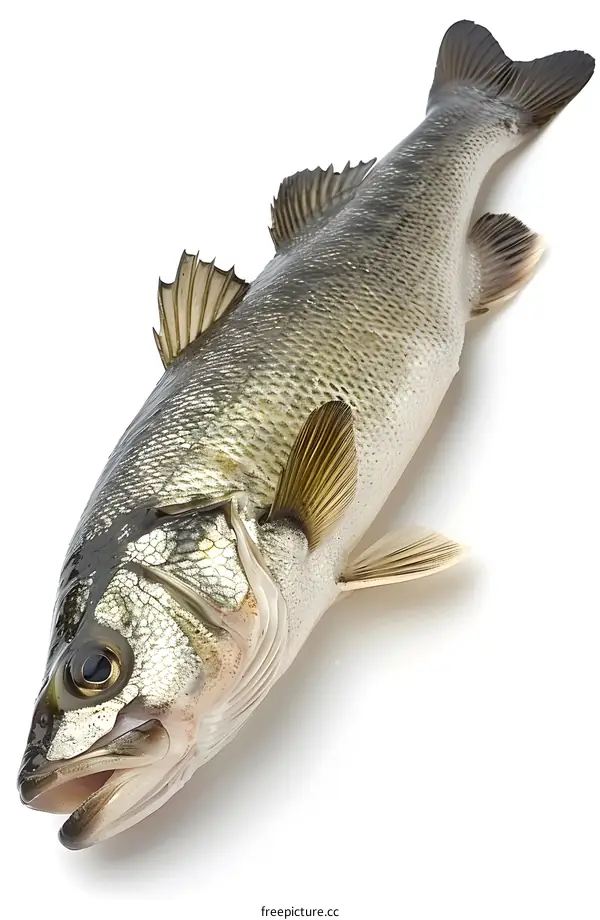 Fresh Sea Bass Fish on White Background