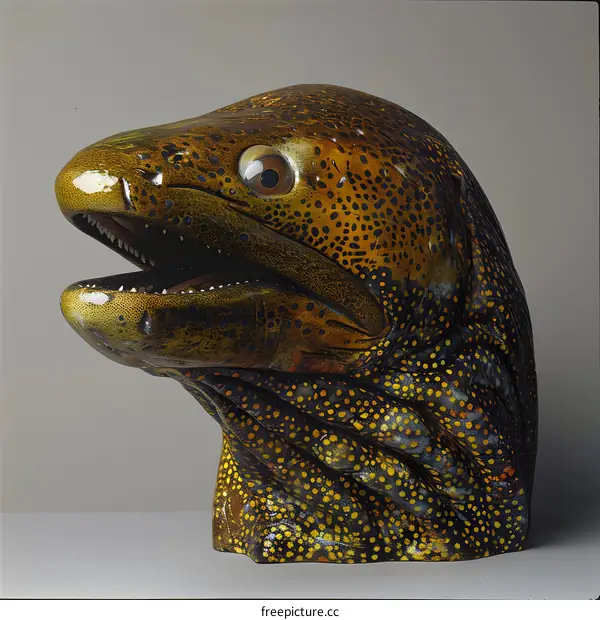 A ceramic sculpture of an eel