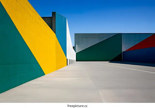 Abstract Architecture with Colorful Walls and Geometric Shapes