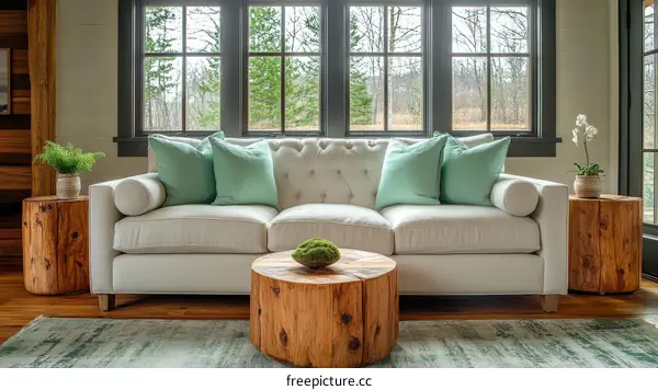 Modern Farmhouse Living Room with Light-Green Accents