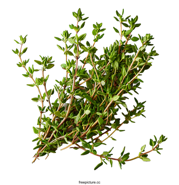 [Transparent Background PNG]Fresh Thyme Sprigs on White Background