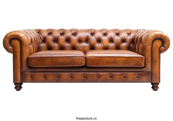 [Transparent Background PNG]Classic Chesterfield Leather Sofa