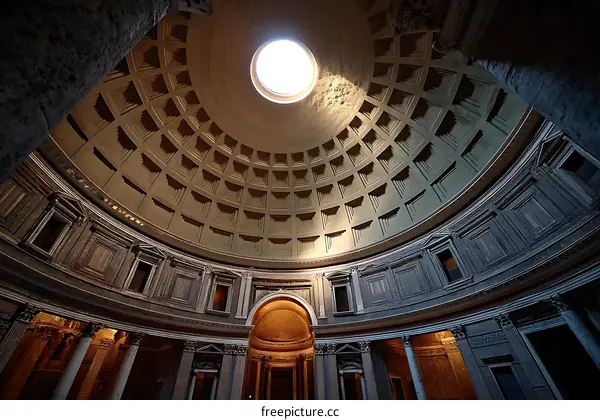 Ancient Roman Pantheon Dome Interior Architectural Detail
