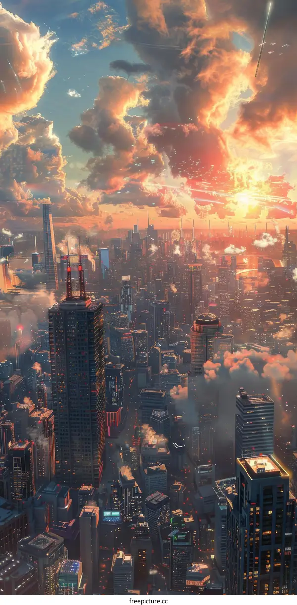 Futuristic Cityscape Sunset