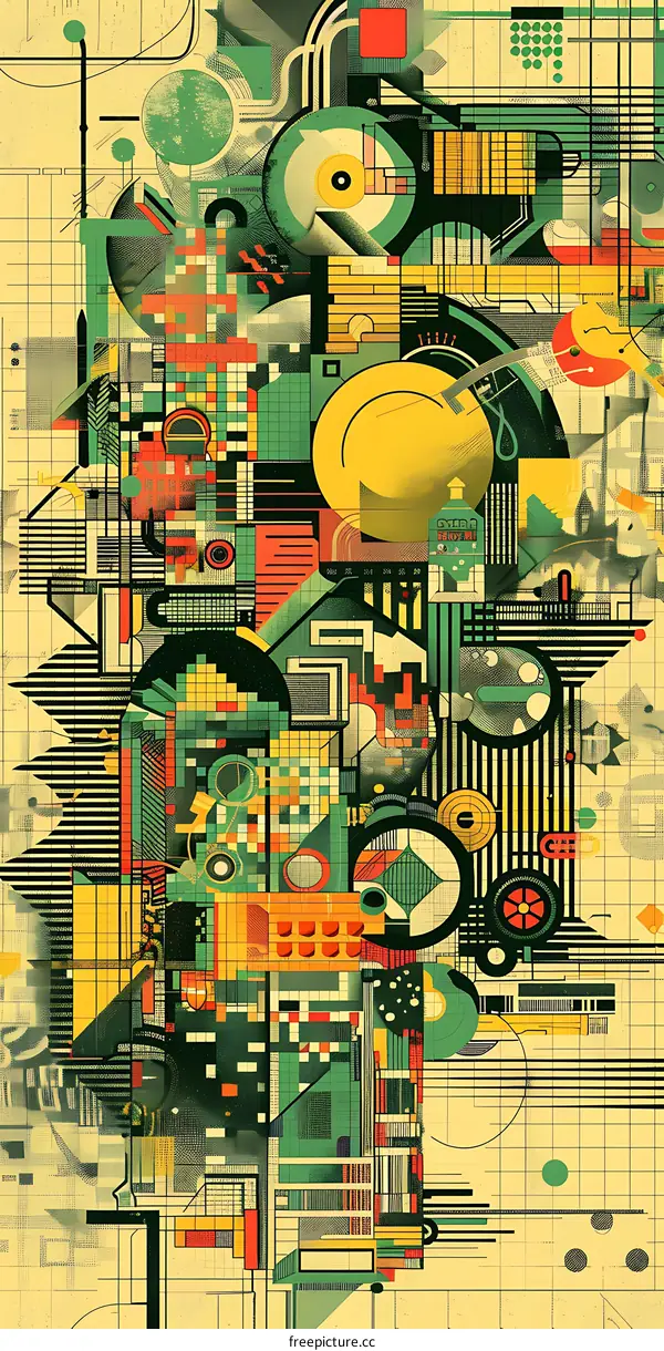 Abstract Geometric Design With Green And Yellow Colors