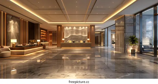 Luxurious and Spacious Hotel Lobby: An Oasis of Comfort