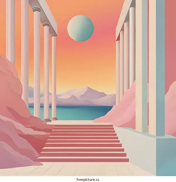 Abstract Art of a Modern Architecture with a Sky Background