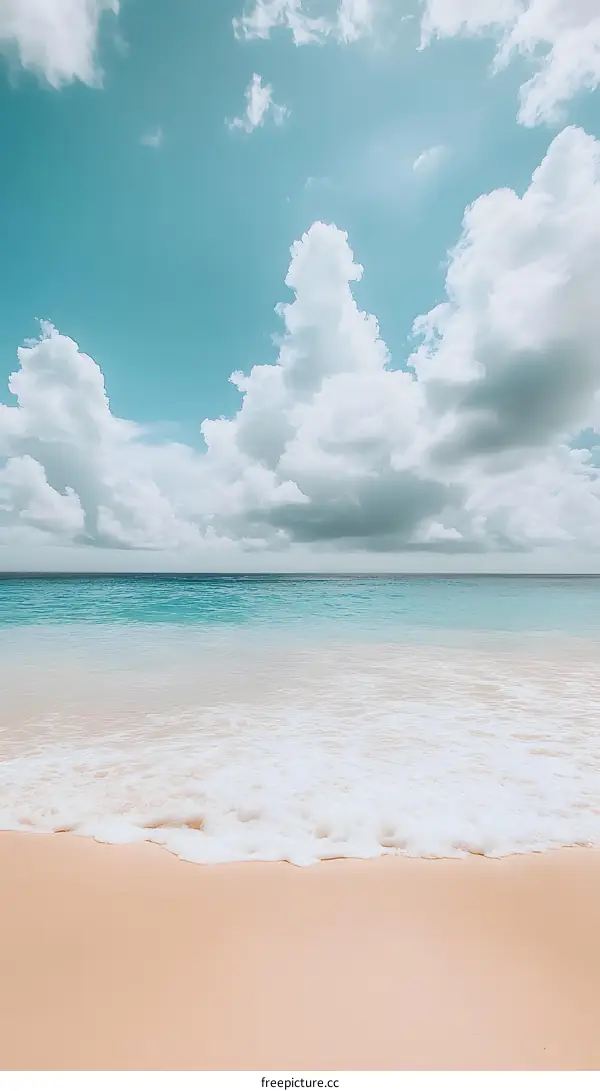 Beach with White Sand and Blue Sky