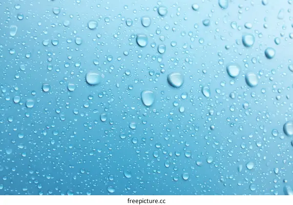 Water Droplets on a Light Blue Surface