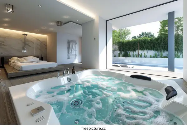 Modern Luxurious Master Bedroom with Jacuzzi Bath