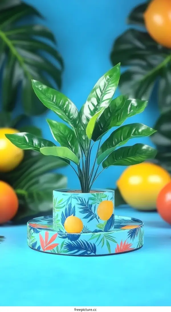 Tropical Plant Decorated with Citrus Fruits
