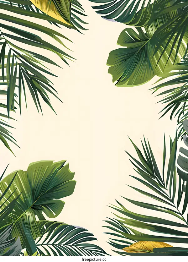 Tropical Leaf Background With Copy Space