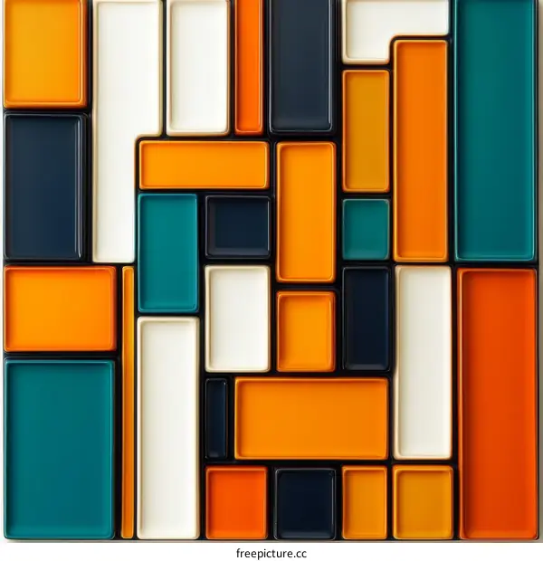 Abstract Geometric Pattern of Colorful Rectangular Boxes