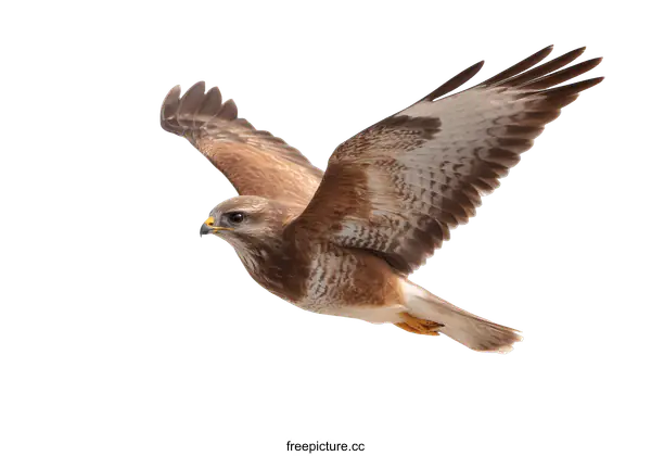[Transparent Background PNG]A Bird of Prey in Flight Against a White Background