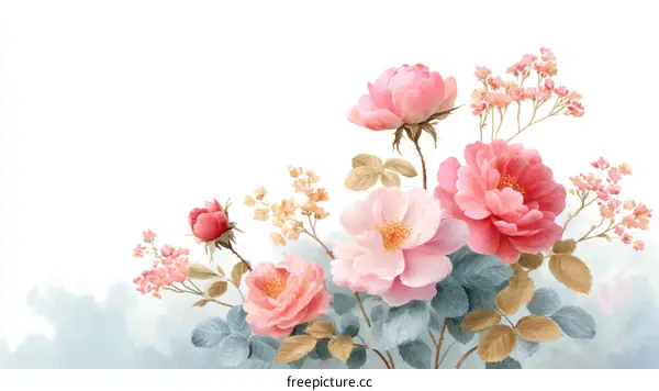 Romantic Floral Illustration with Soft Colors