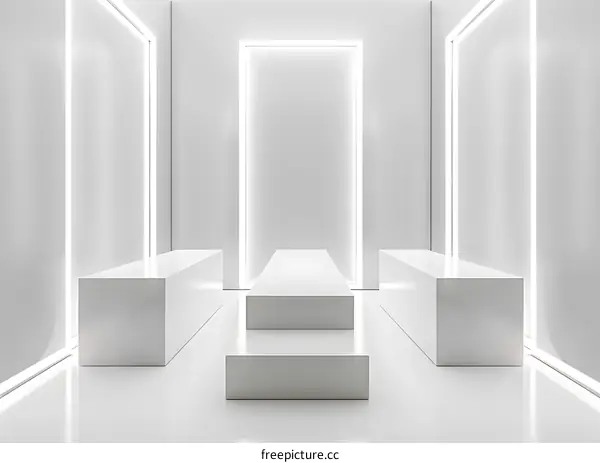 White Minimalist Room With Platform Display
