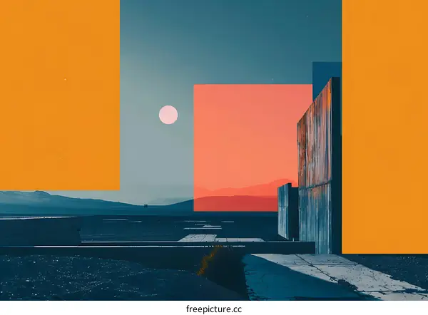 Abstract Geometric Collage Art Minimalist Modern Architecture Building Design