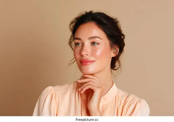 Beautiful Woman with Radiant Skin and Natural Beauty