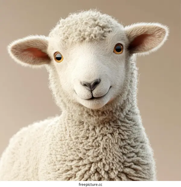 Close-up Portrait of a Cute Lamb